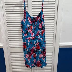Torrid Floral Print Jumpsuit in Blue and Pink